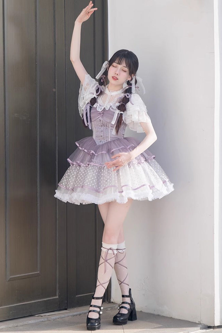 Purple Star Trail Star Yarn Multi-Layer Ballet Sweet Lolita Jsk Dress - Product - 5
