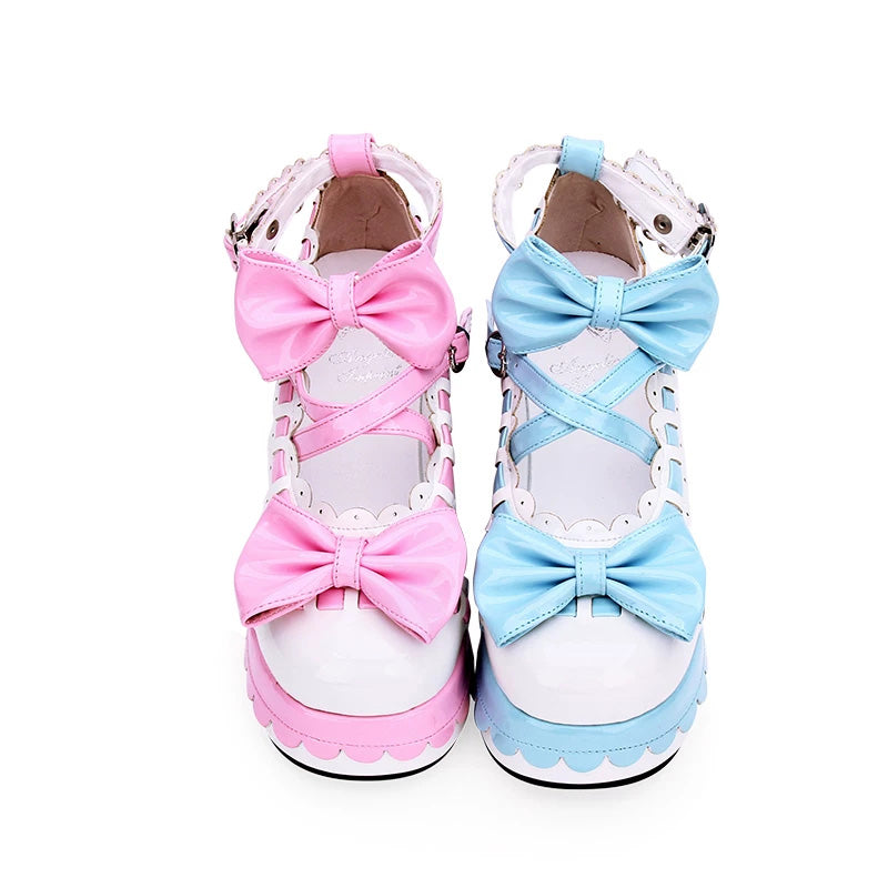 Sweet Bow Round-Toe Princess Lolita Platforms 3 Colors - Product - 6