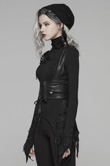 Black Metal Buckle Lace-Up Zipper Women's Steampunk Corset - Product - 2