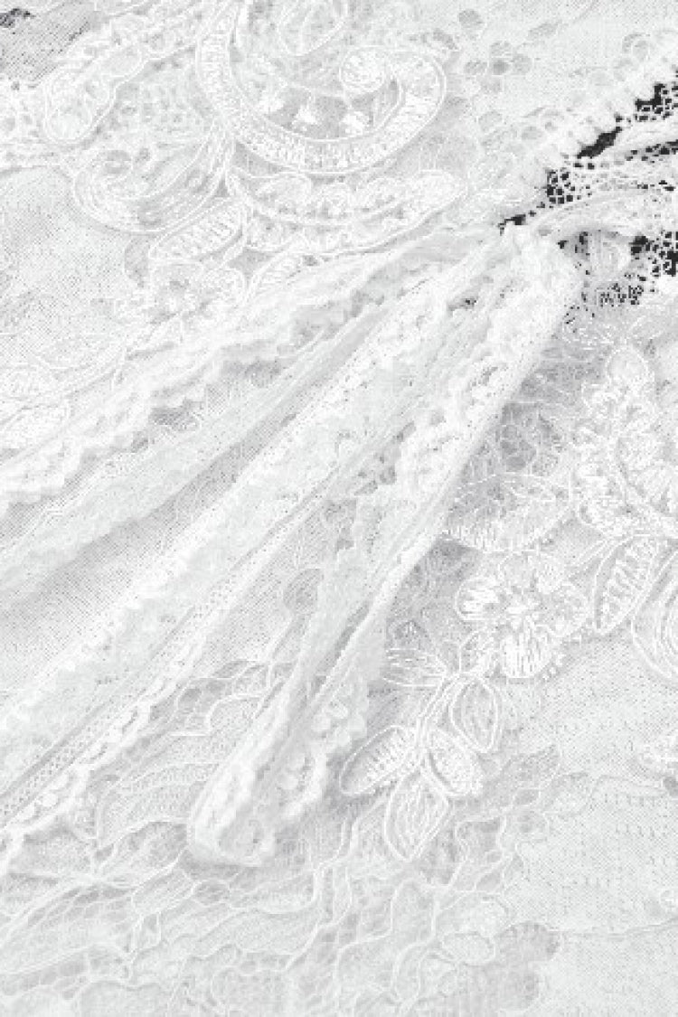 White Sleeveless Lace Lace-Up Women's Gothic Slip Dress Mermaid Wedding Dress - Product - 15