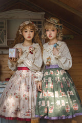 Ivory Doll Collar Forest Illustrated Book Long Sleeves Sweet Elegant Lolita Blouse - Product - 5