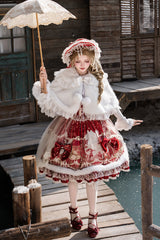 Red [Happy New Year] Printed Ruffled Bow Lace Classic Chinese Style Gorgeous Lolita Jsk Dress - Product - 8