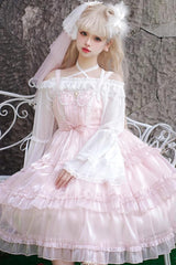 Pink Gauze Romance Multi-layer Ruffle Bowknot Sweet Elegant Princess Lolita Jsk Dress - Product - 7