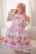 Strawberry Feast ノースリーブプリントフリルリボンスイート (ワンピース単品) 正面図