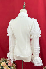 [Four Seasons Encounter] Lapel Collar Detachable Long Sleeves Ruffled Lace Slim Fit Classic Lolita Blouse 4 Colors - Product - 7