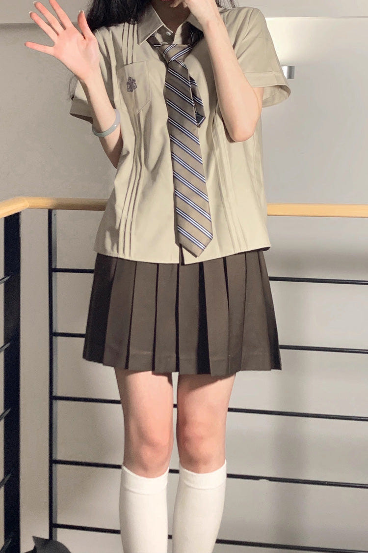 Brown College Style Sweet Japanese School Pleated Skirt - Product - 3