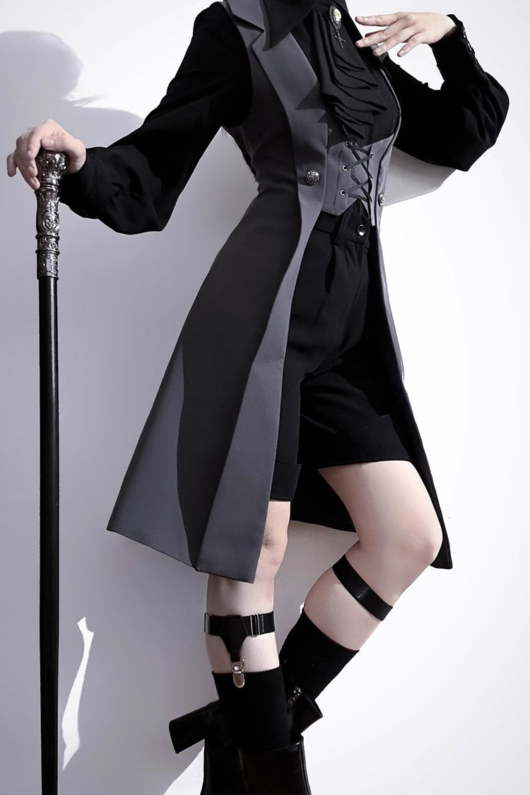 Black/Grey Dark Night Overture Gothic Vintage Ouji Fashion Lolita Vest - Product - 4