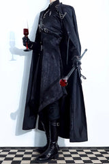 Black [Night Sentinel] Long Sleeves Ouji Gothic Lolita Long Trench Coat - Product - 5