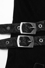 Black Stand Collar Jacquard Print Stitching Womens Gothic Coat - Product - 9