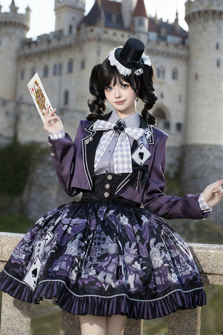 ブラック／パープル [Magic Troupe] プリント フリル スウィート クラシカルロリータスカートセット 商品画像