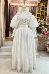 Classic Long Puff Sleeves Ruffle Embroidery Lace Gothic Lolita Victorian Blouse 2 Colors - Product - 6