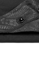 Black Leather Stitching Slim Front Zipper Men's Gothic Pants - Product - 7