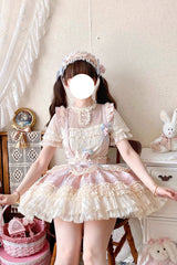 [Grape Crunchies] Sleeveless Multi-Layered Ruffled Bow Lace Sweet Lolita Strap Dress 2 Colors - Product - 9
