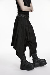 Black Lace-Up Irregular Ripped Men's Punk Skirt - Product - 7