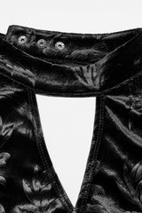Black V Collar Hollow Backless Halterneck Women's Gothic Corset - Product - 5