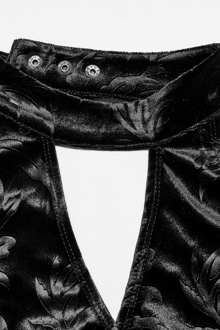 Black V Collar Hollow Backless Halterneck Women's Gothic Corset - Product - 5