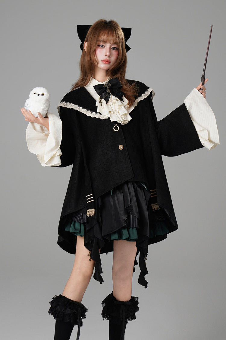 Black [Clock of Reincarnation Cycles] Cat Ears Magic Hooded Sweet Lolita Coat Cloak - Product - 5