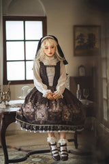 Demon Hunting Notes Print Ruffle Sweet Elegant Lolita Jumper Dress 2 Colors - Product - 12