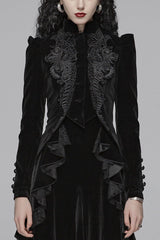 Gothic Long Puff Sleeves Hollow Womens Swallowtail Short Coat Jacket 2 Colors - Black - 1