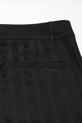 Black High Waisted Striped Print Men's Gothic Suit Pants - Product - 8