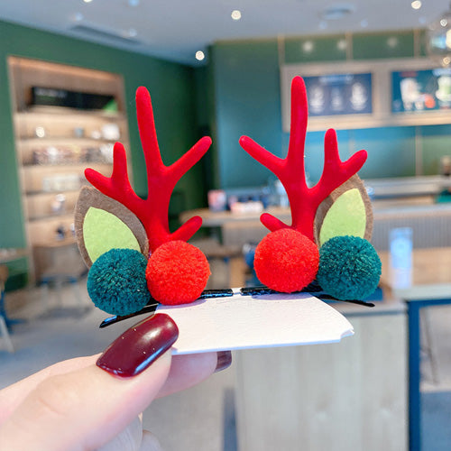 Christmas Headdress Moose Horn Hairpin Head Clips - Red - 8