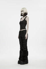 Black Printed Slim Fit Strappy Women's Punk Cool Vest - Product - 7