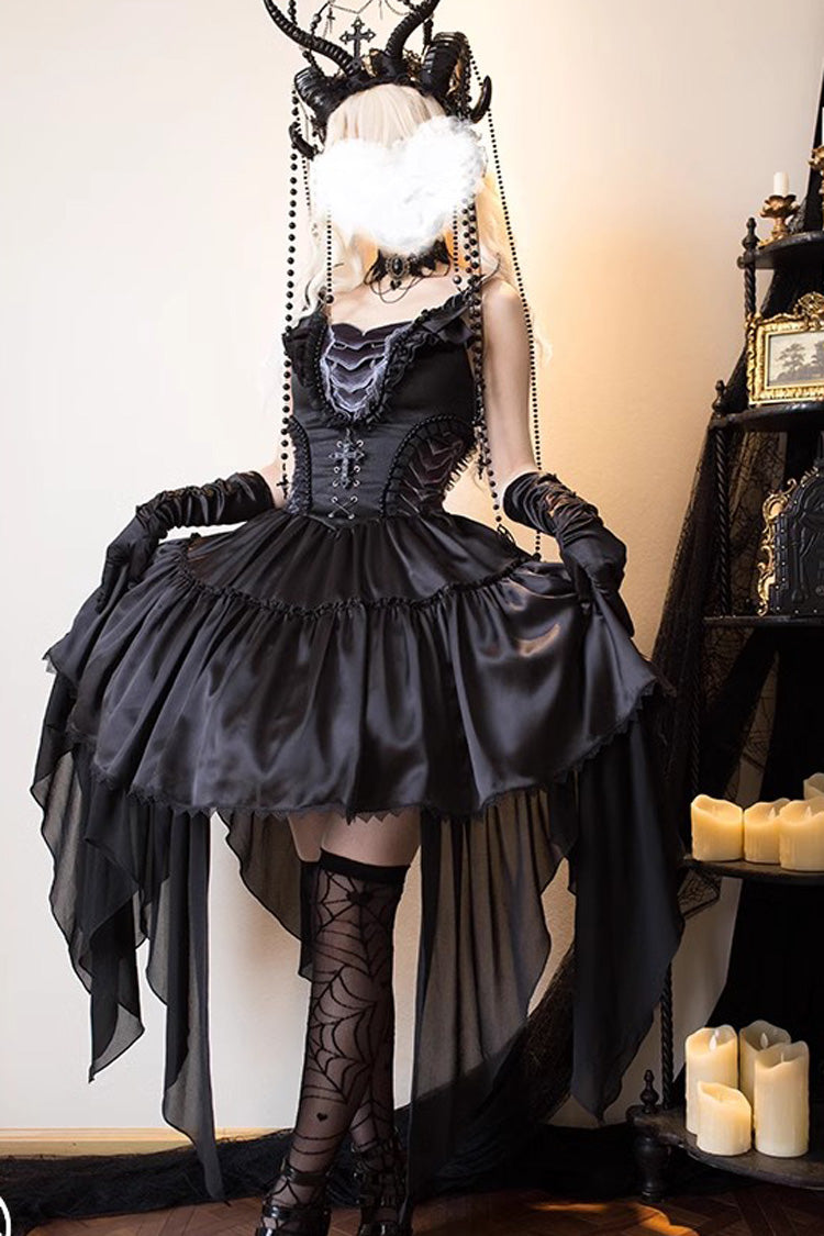 Black Goat of the Forest Lace-Up Gothic Elegant Lolita Dress - Product - 4