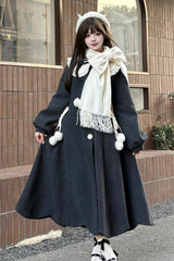 [Winter Sonata] Long Sleeves Bowknot Sweet Elegant Lolita Long Coat 2 Colors - Product - 2