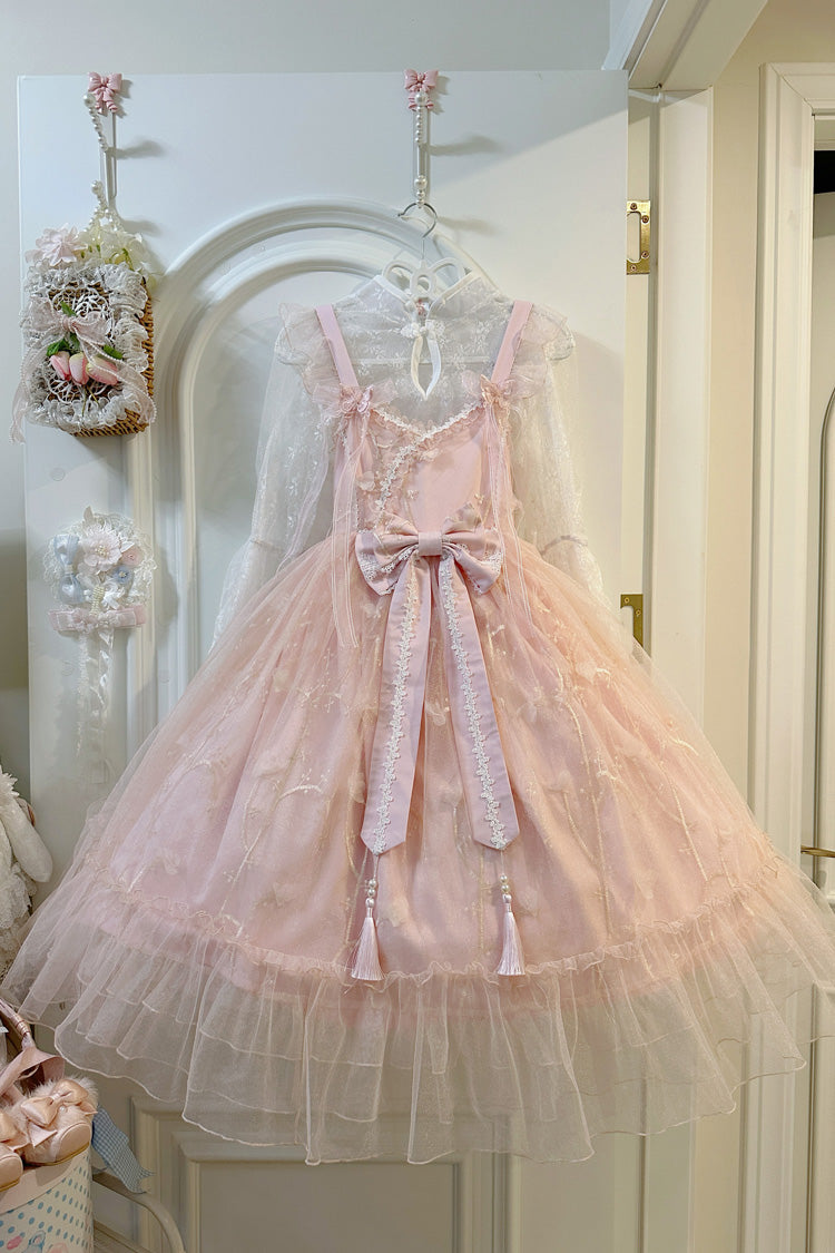 Sweet Sleeveless Ruffle Embroidery Bowknot Lace Chinese Style Lolita Jsk Dress 2 Colors - Product - 3