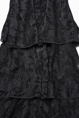 Black Triple-Layered Ruffle Lace-Up Mesh Women's Gothic Pants - Product - 8
