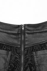 Black Studded Embossed Embroidery Lace-Up Women's Gothic Skirt - Product - 7