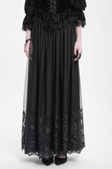 Black Stitching Floral Mesh Women's Gothic Skirt - Product - 2