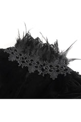 Black Stand Collar Trumpet Sleeves Embroidery Stitching Lace Women's Gothic Jacket - Product - 9