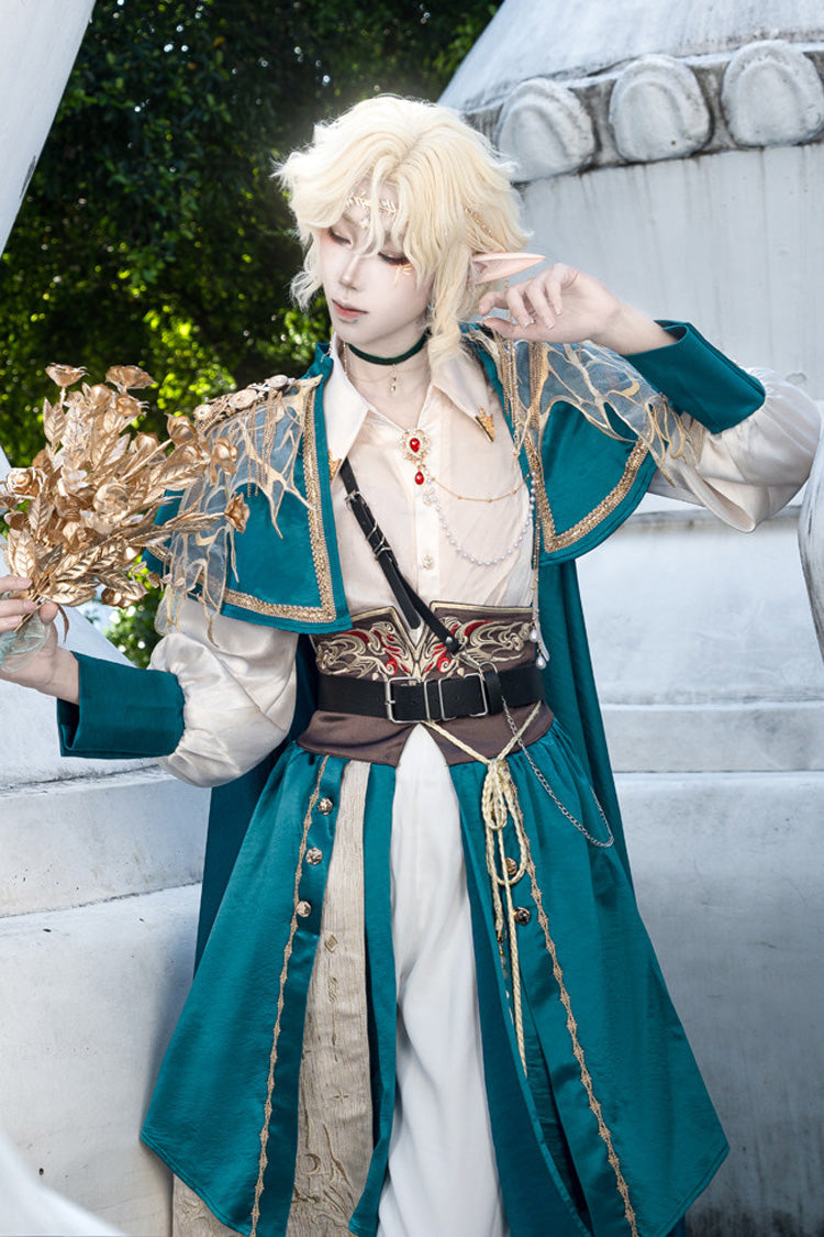 Green Lapel Collar Long Sleeves Gothic Chinese Style Military Prince Ouji Lolita Full Set - Product - 3