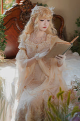 Pink [Bathing in the Light] Short Sleeves Ruffle Embroidery Lace Sweet Elegant Lolita Dress - Product - 11