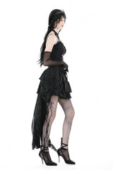 Black Ruffled Lace Splice Lace-Up Women's Gothic Overbust Corset - Product - 10