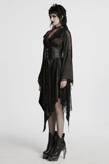 Black Long Sleeves Stitching Lace Irregular Women's Gothic Dress - Product - 2