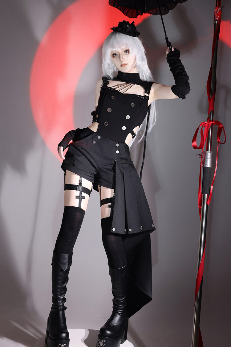 Black [Masquerade Phantom Thief] Cut-Out Gothic Ouji Lolita Shorts Set - Product - 4