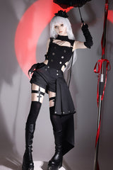 Black [Masquerade Phantom Thief] Cut-Out Gothic Ouji Lolita Shorts Set - Product - 4