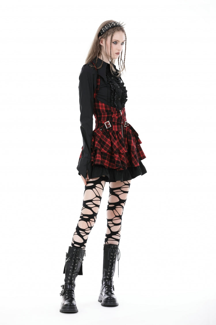 Black Turn-down Collar Ruffled Long Sleeves Women's Gothic Blouse - Product - 2