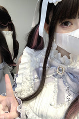 Light Blue [Rose Princess] Off Shoulder Long Sleeves Ruffle Bowknot Gothic Jirai Kei Dress - Product - 11