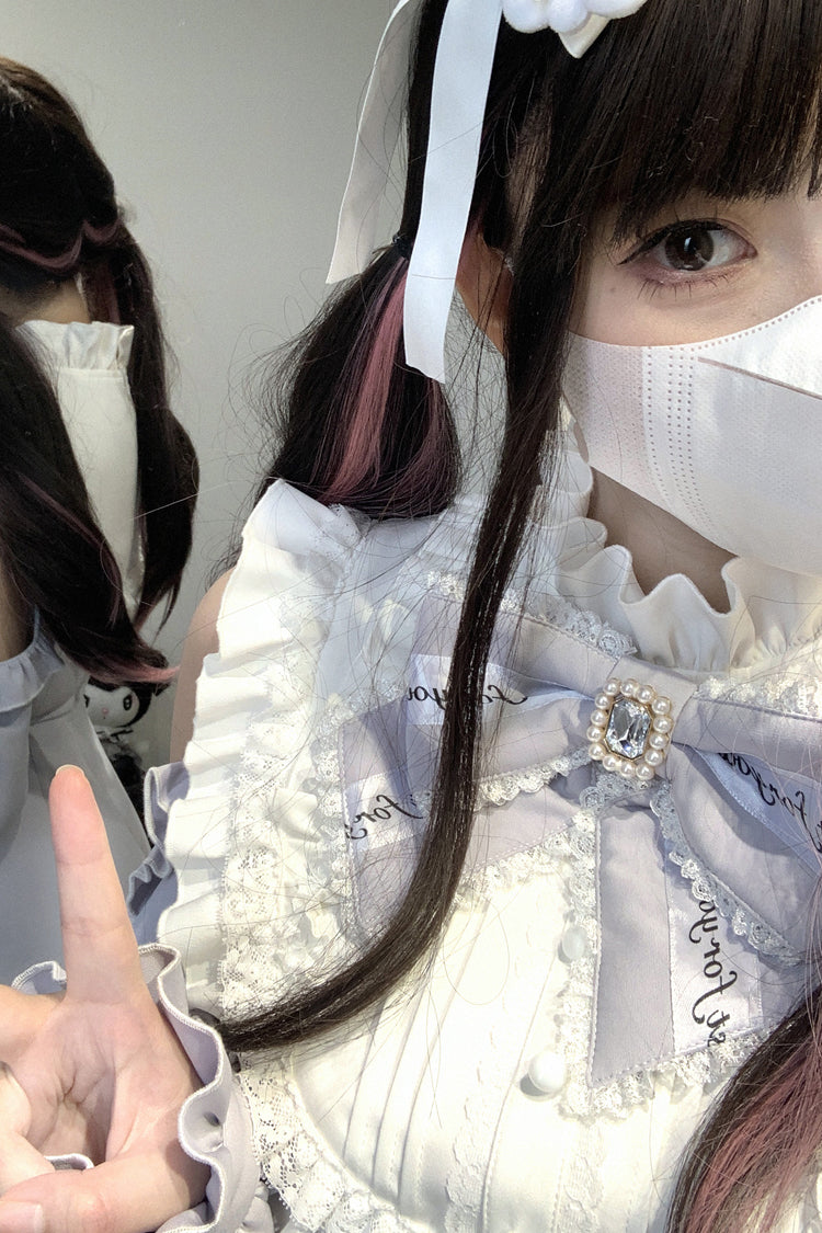 Light Blue [Rose Princess] Off Shoulder Long Sleeves Ruffle Bowknot Gothic Jirai Kei Dress - Product - 11