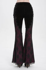 Red Floral Embroidery Stitching Lace Women's Gothic Pants - Product - 9