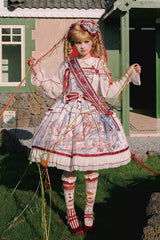 Multi-Color [Nutcracker] Sleeveless Print Ruffle Bowknot Sweet College Style Lolita Jsk Dress - Product - 6