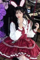 Officer Rabbit Multi-layer Ruffle Sweet Lolita Strap Dress 4 Colors - Product - 10