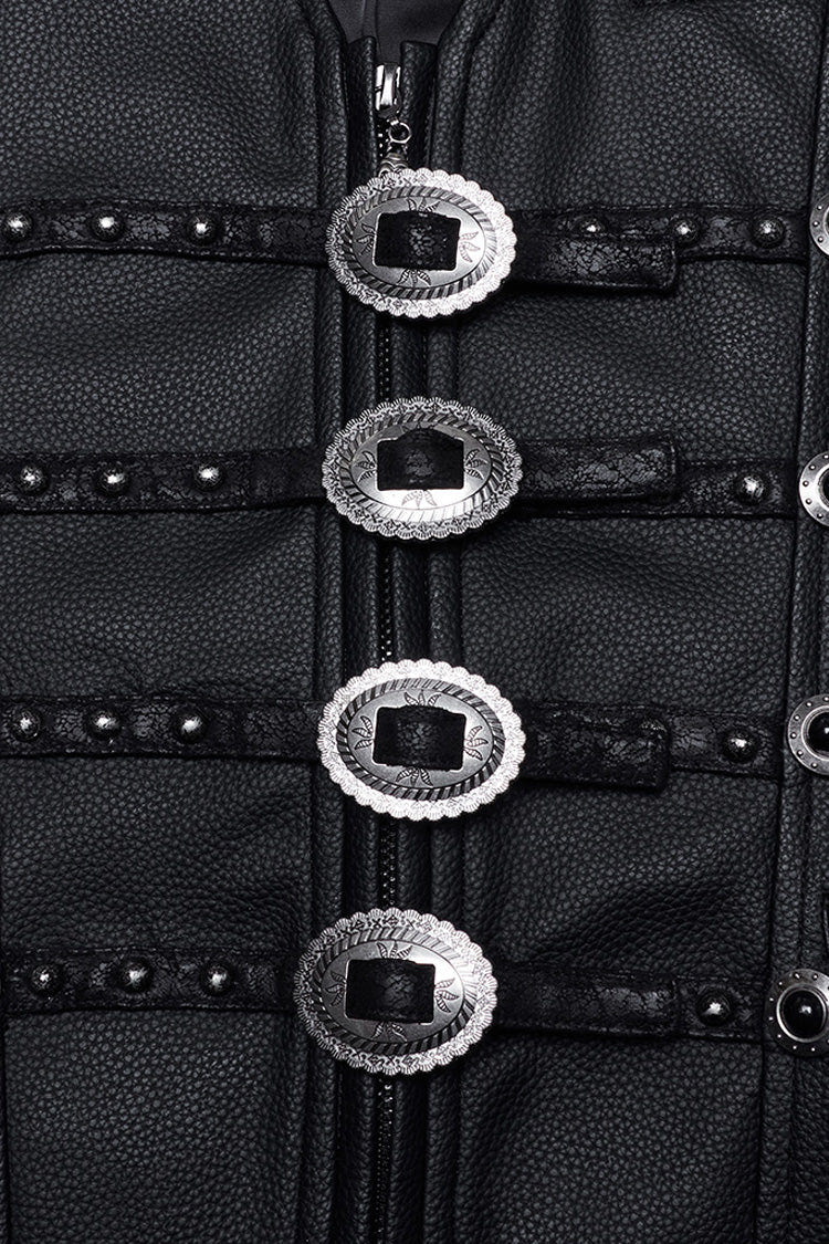 Black Rivet Buckle Men's Gothic Vest - Product - 6