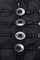 Black Rivet Buckle Men's Gothic Vest - Product - 6