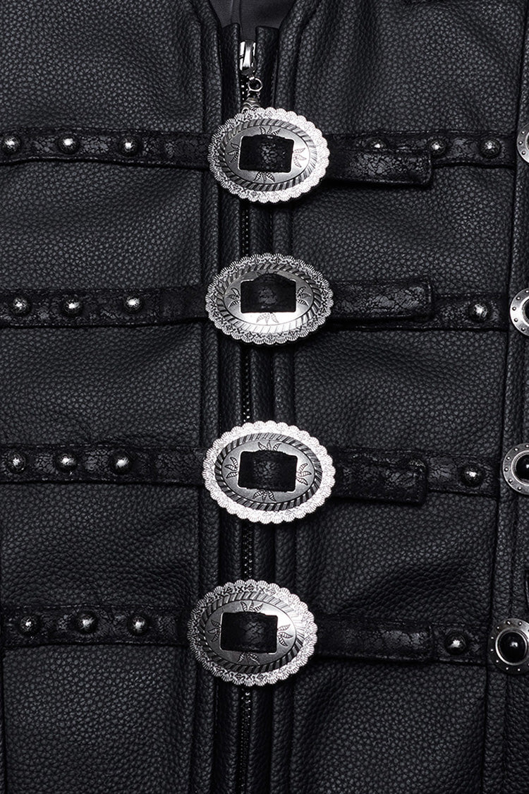 Black Rivet Buckle Men's Gothic Vest - Product - 6