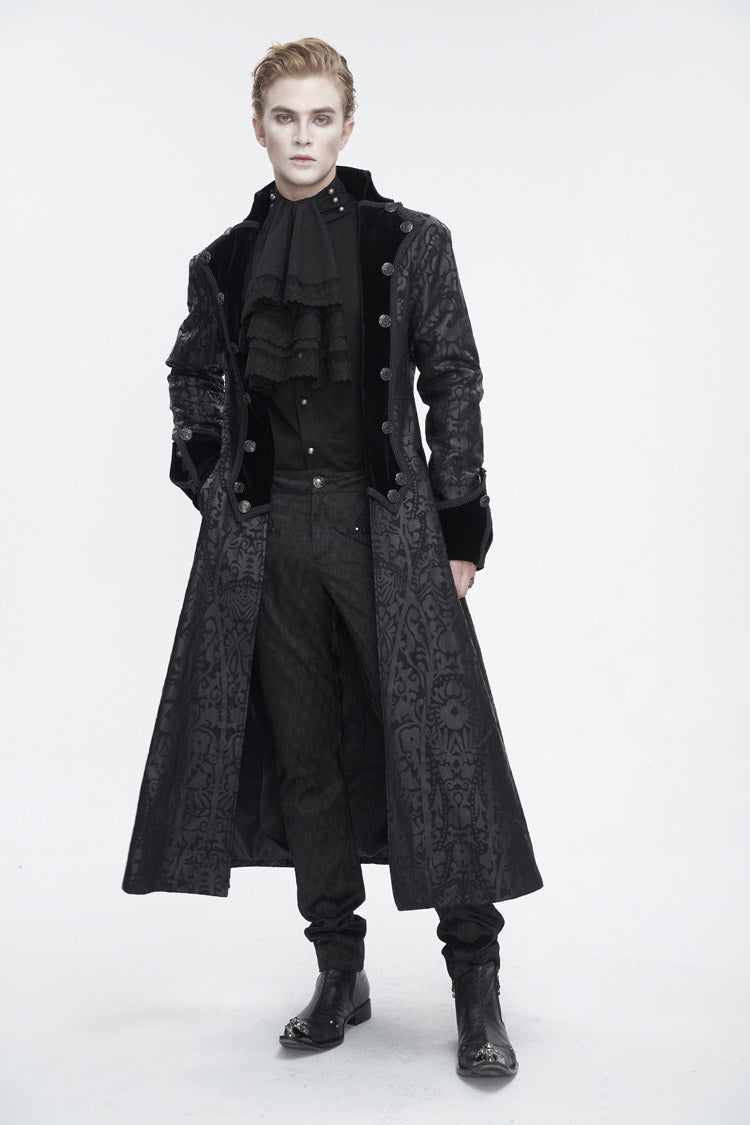 Black Puff Sleeved Ruffled Lace Splice Men's Gothic Shirt - Product - 5