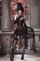 Black/Red Duchess Rococo Fishbone Girdle Multi-layer Ruffle Gothic Lolita Skirt - Product - 5